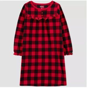 Carter's Girls' Long Sleeve Buffalo Checkered Christmas Nightgown